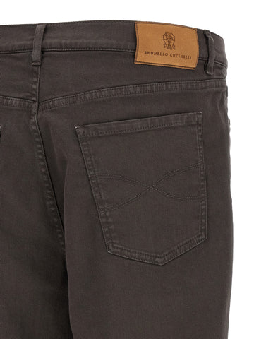 Brown Cotton Straight-Leg Jeans