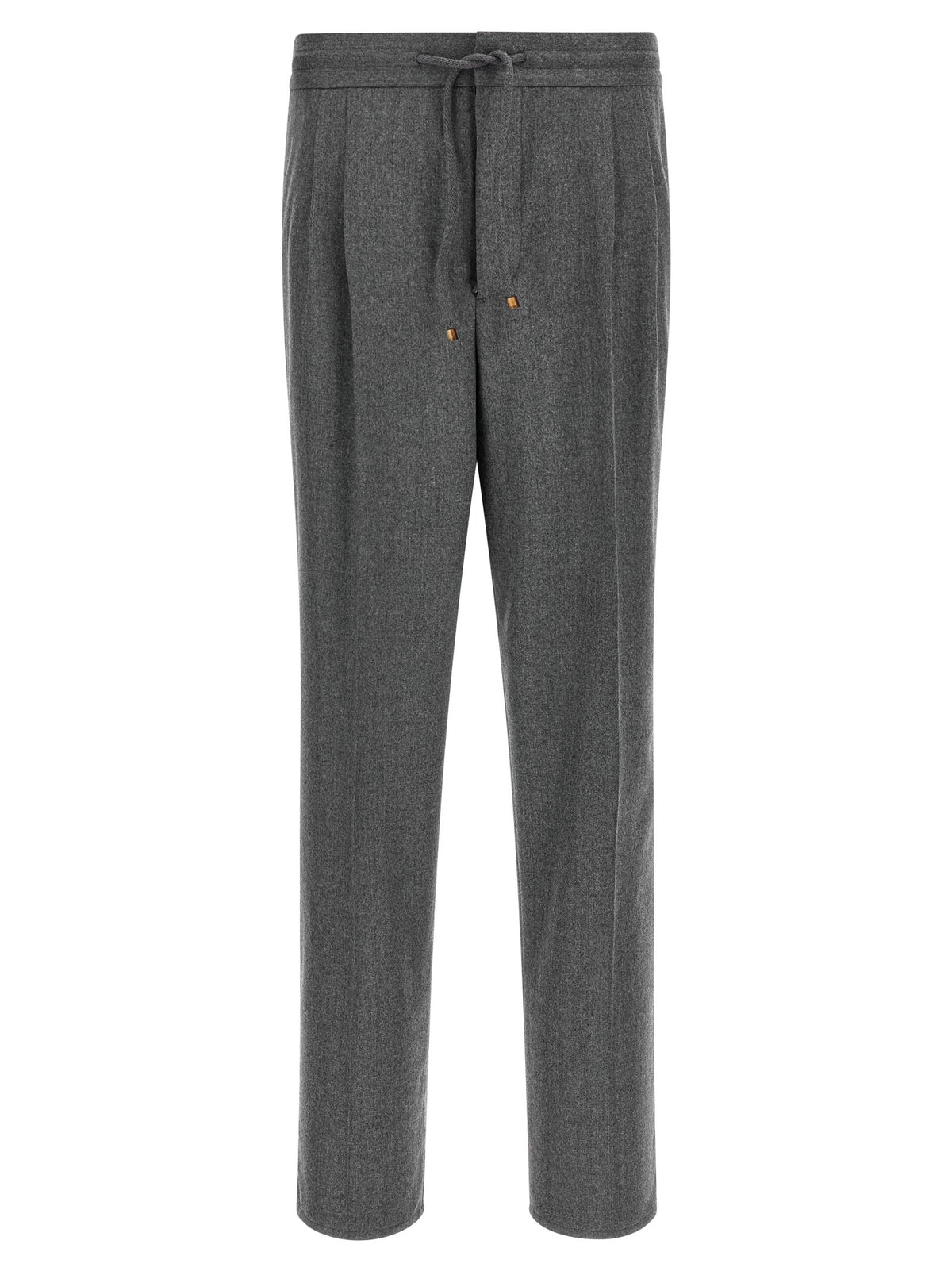 Gray Virgin Wool Casual Pants