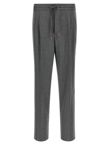 Gray Virgin Wool Casual Pants