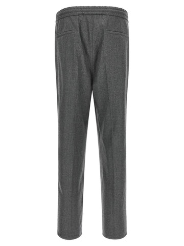Gray Virgin Wool Casual Pants