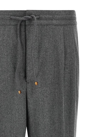 Gray Virgin Wool Casual Pants