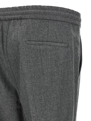 Gray Virgin Wool Casual Pants