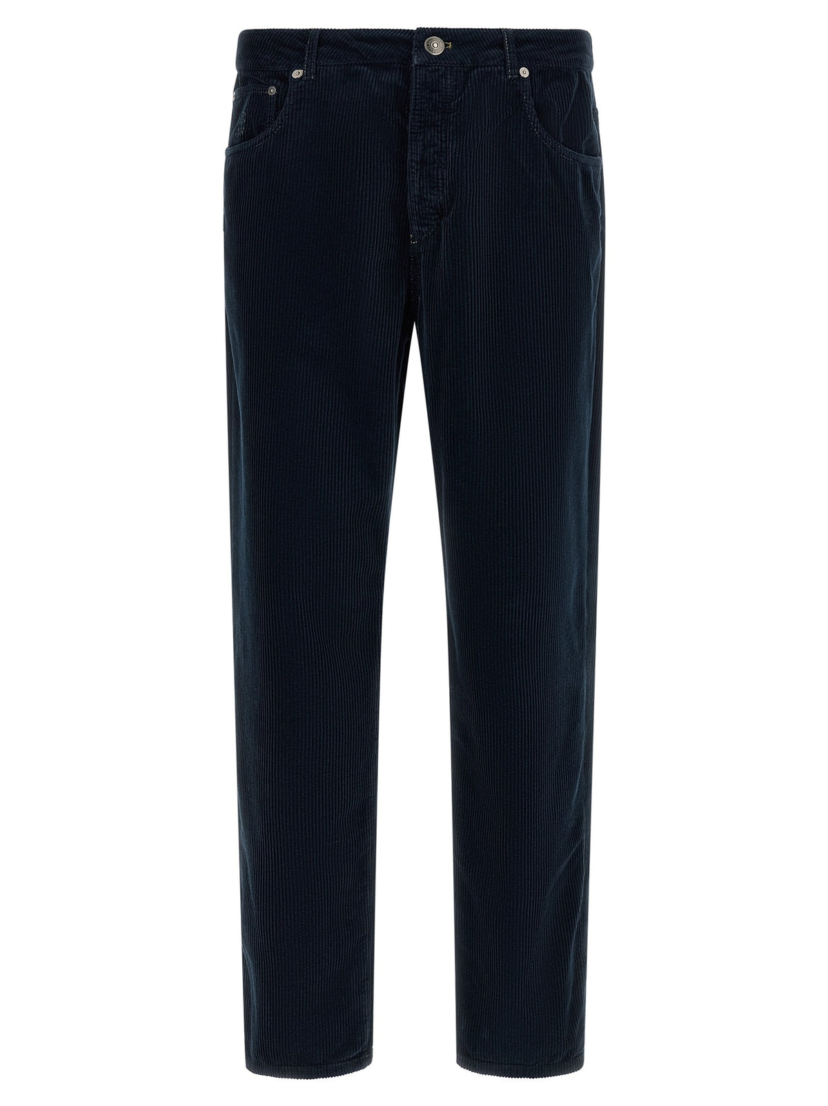 Blue Cotton Casual Pants