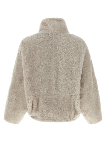 Beige Lamb Leather Full-Length Jacket