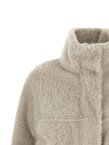 Beige Lamb Leather Full-Length Jacket