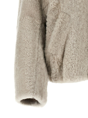 Beige Lamb Leather Full-Length Jacket