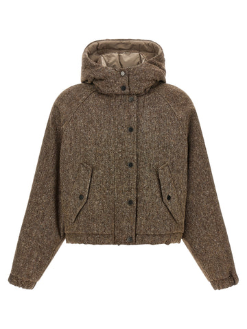 Brown Virgin Wool Full-Length Jacket