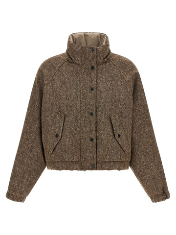 Brown Virgin Wool Full-Length Jacket
