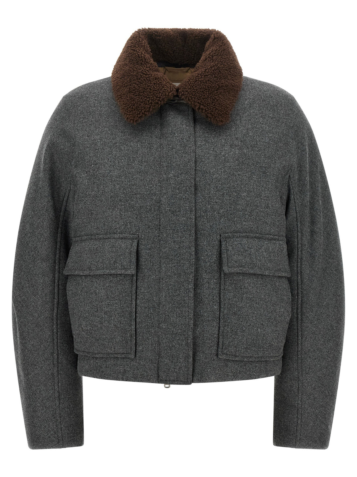 Gray Virgin Wool Full-Length Jacket