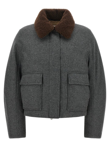 Gray Virgin Wool Full-Length Jacket