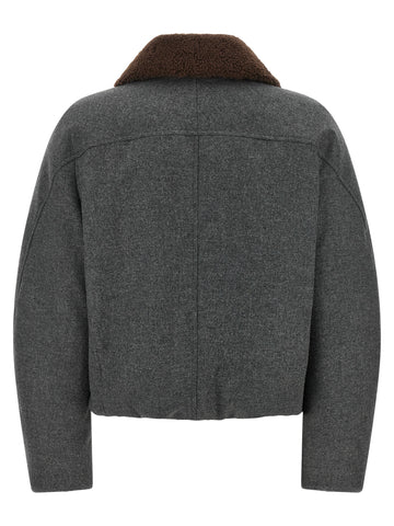 Gray Virgin Wool Full-Length Jacket