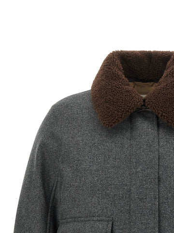 Gray Virgin Wool Full-Length Jacket