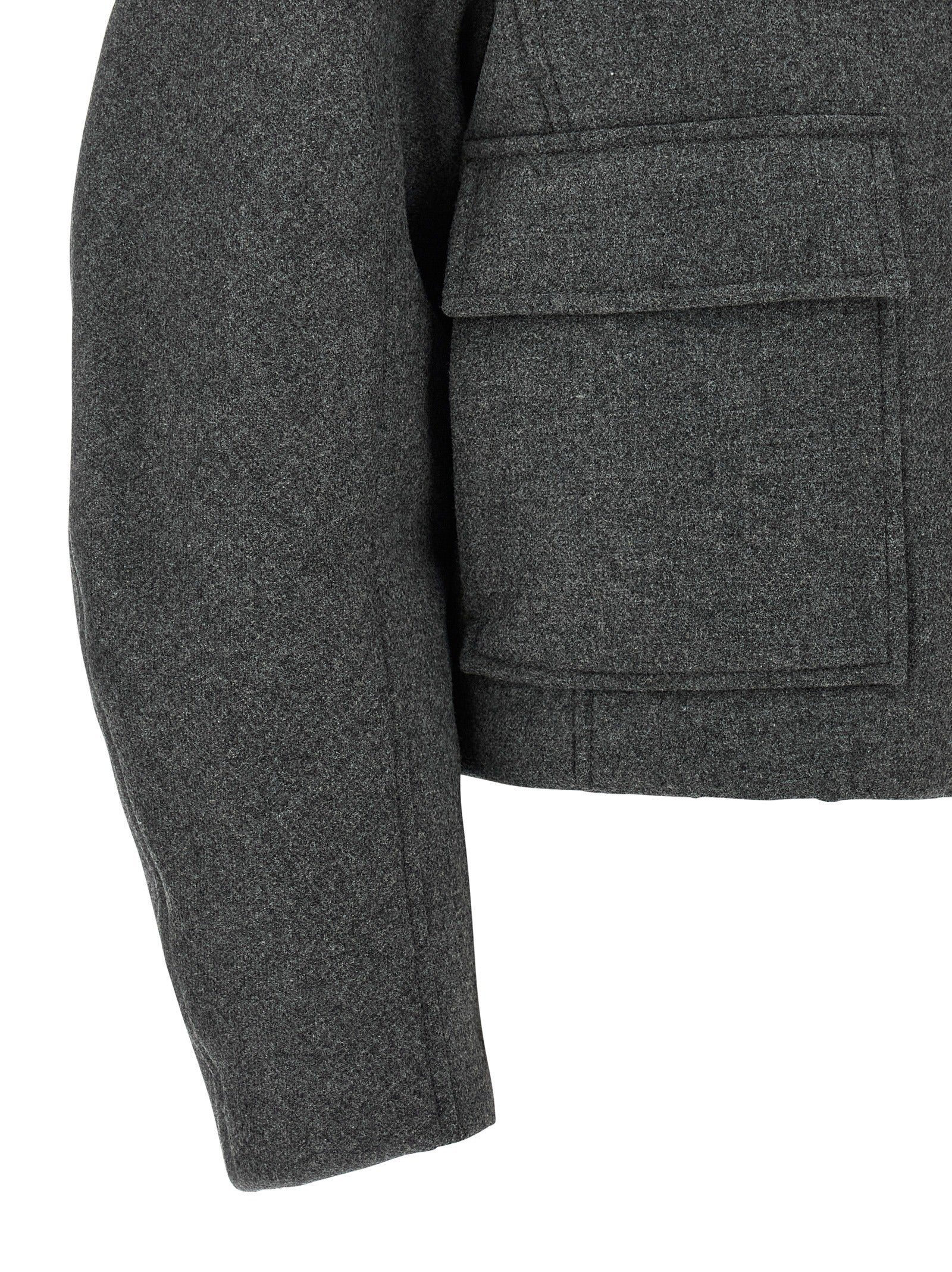 Gray Virgin Wool Full-Length Jacket