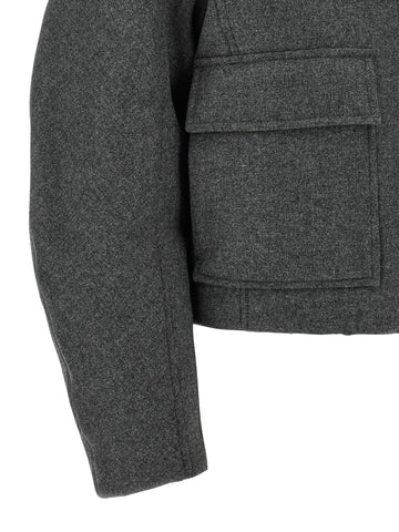 Gray Virgin Wool Full-Length Jacket