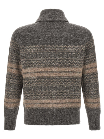 Gray Alpaca Leather Cardigan