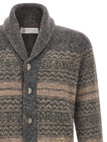 Gray Alpaca Leather Cardigan