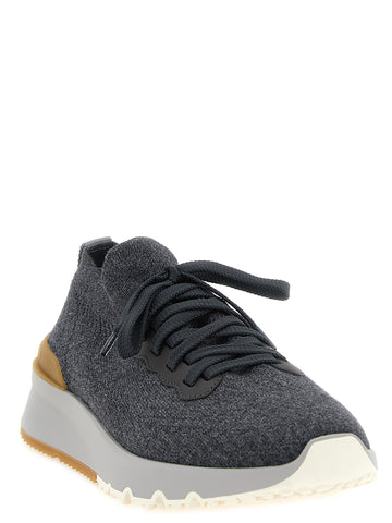 Gray Cotton Athletic Sneakers