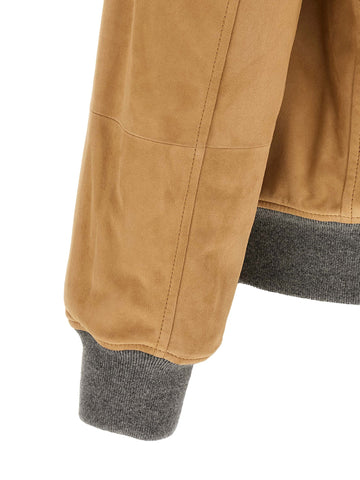 Beige Lamb Leather Leather Jacket