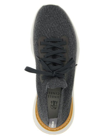 Gray Cotton Athletic Sneakers