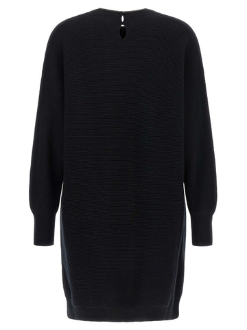 Black Virgin Wool Short Dress