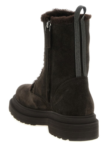 Brown Calfskin Lace-Up Boots