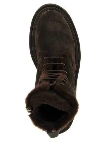 Brown Calfskin Lace-Up Boots