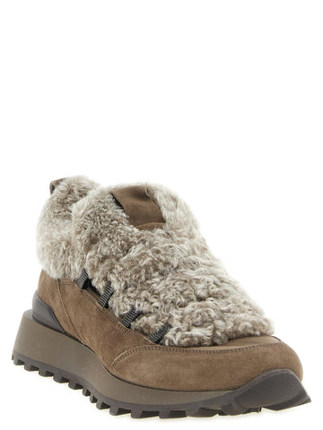 Brown Calfskin Chunky Sneakers