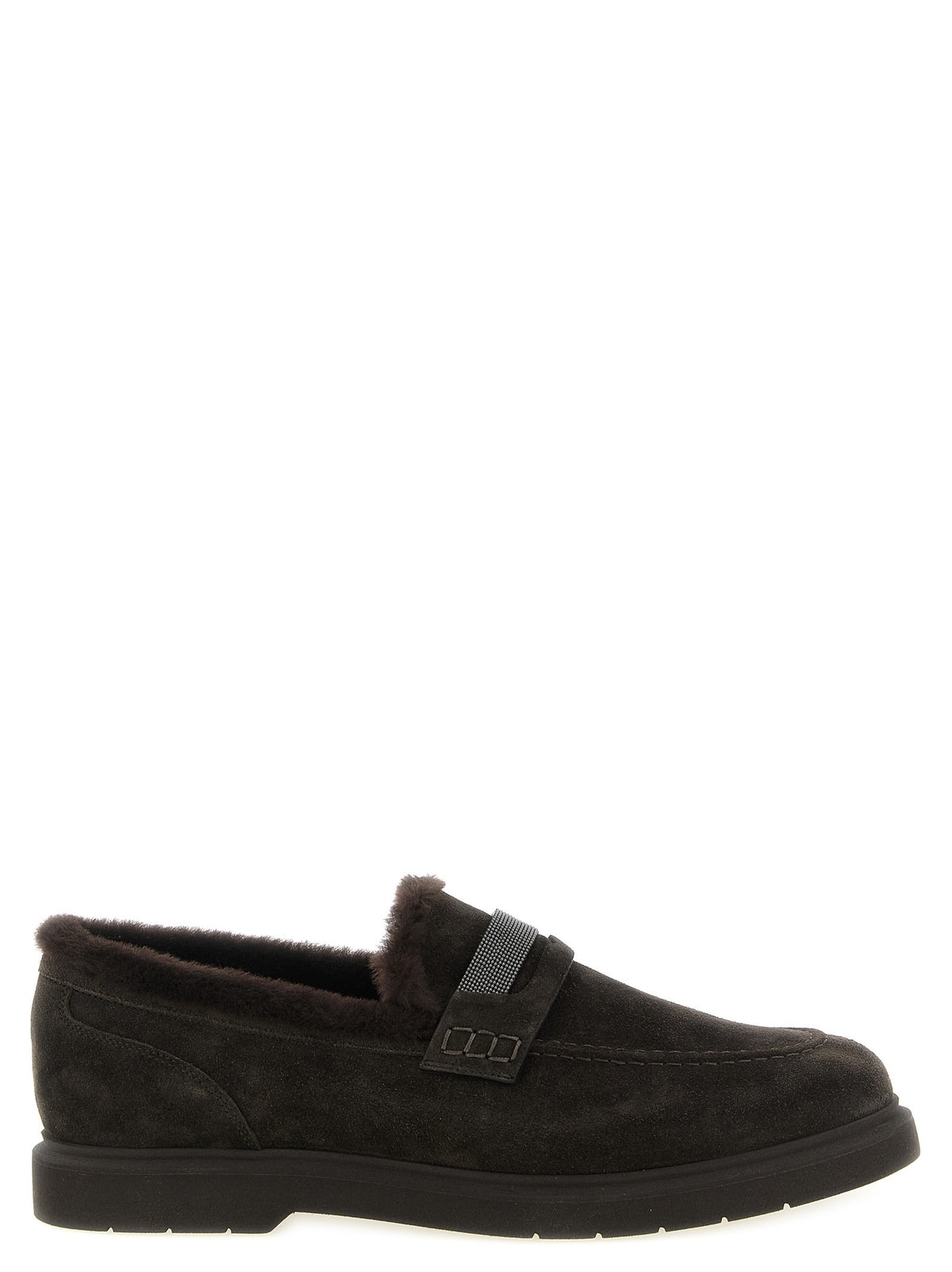 Brown Calfskin Slip-On Loafers