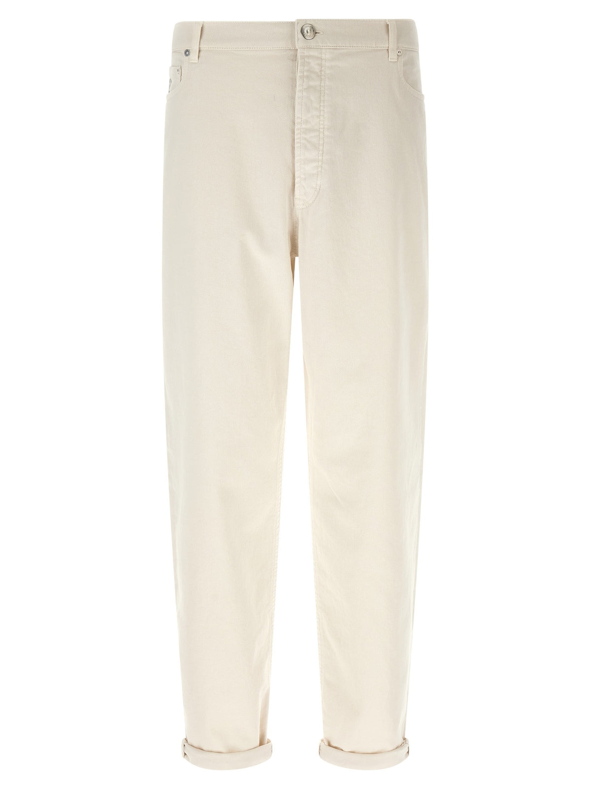 White Cotton Relaxed Fit Jeans