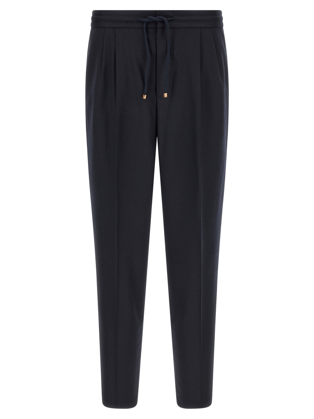 Blue Virgin Wool Casual Pants