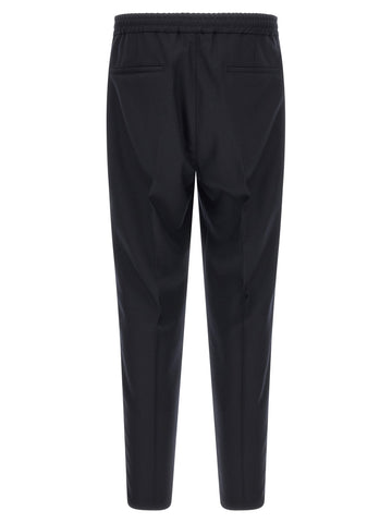 Blue Virgin Wool Casual Pants
