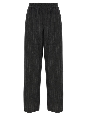 Gray Virgin Wool Casual Pants