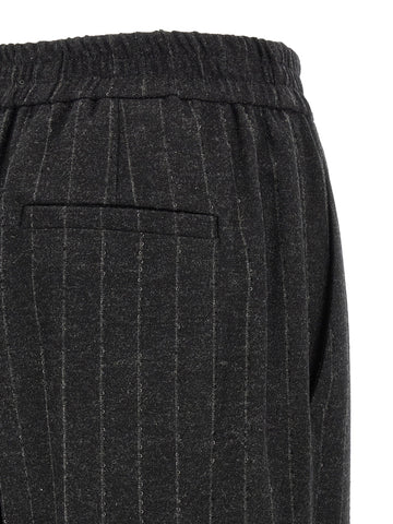 Gray Virgin Wool Casual Pants