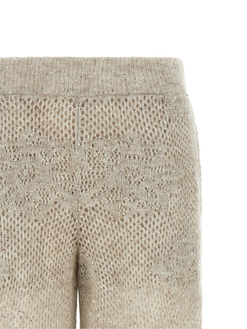 Beige Nylon Casual Pants