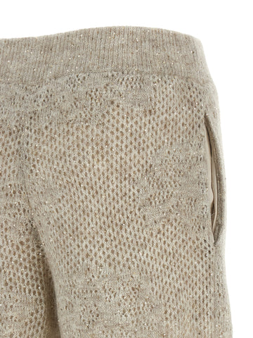 Beige Nylon Casual Pants