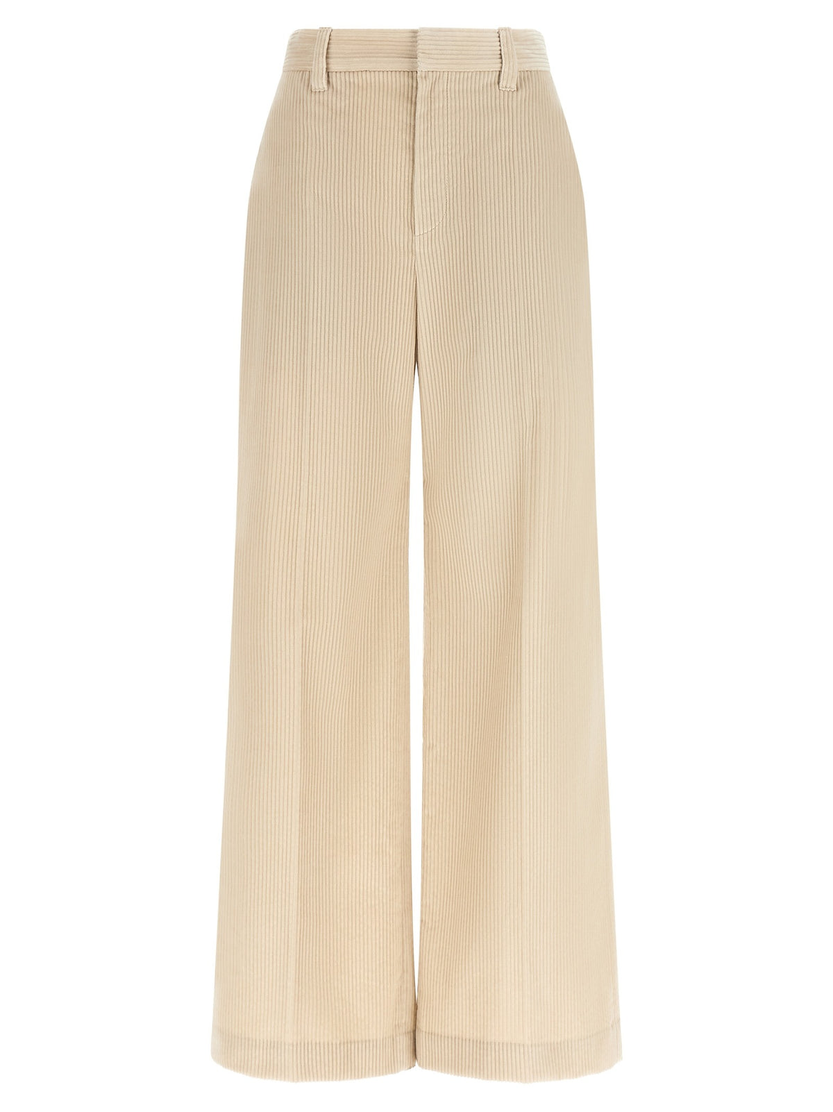 Beige Cotton Casual Pants