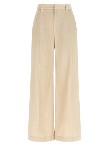Beige Cotton Casual Pants