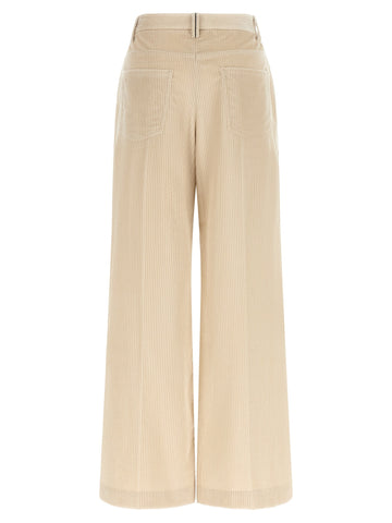 Beige Cotton Casual Pants