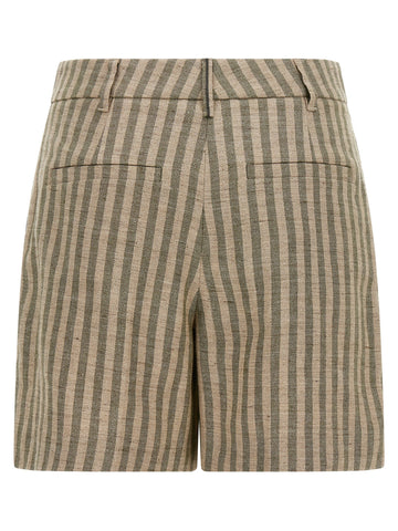 Bicolor Linen Bermuda Shorts