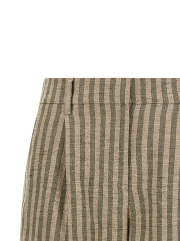 Bicolor Linen Bermuda Shorts