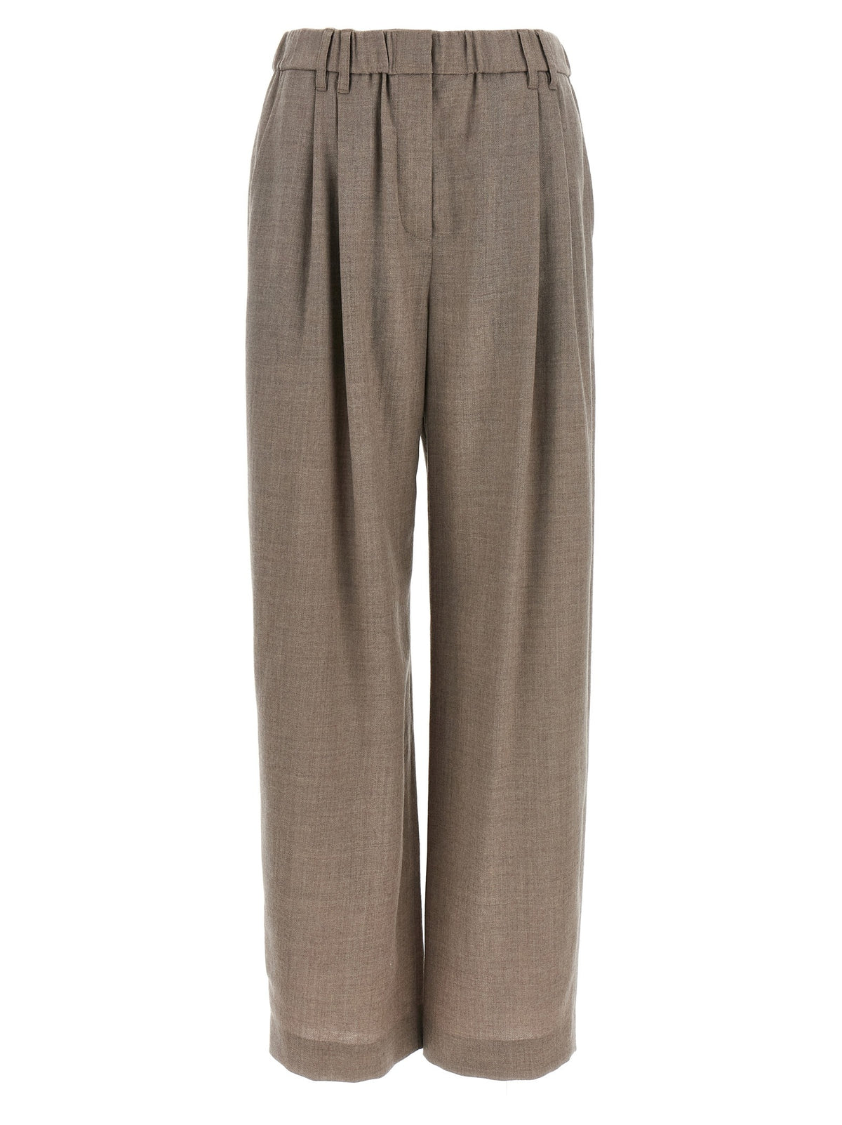 White Virgin Wool Casual Pants