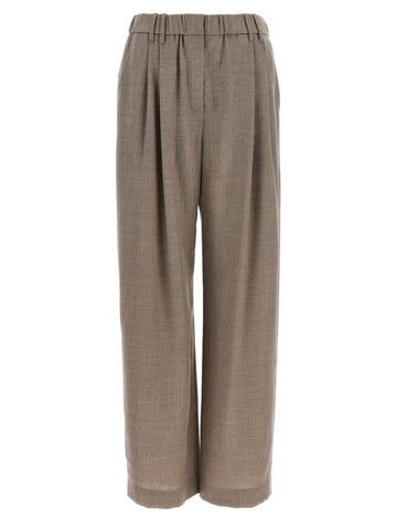 White Virgin Wool Casual Pants