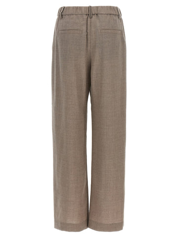 White Virgin Wool Casual Pants