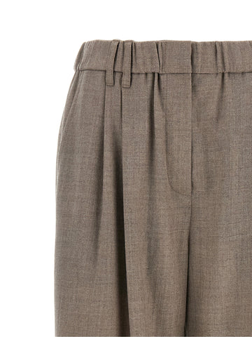 White Virgin Wool Casual Pants