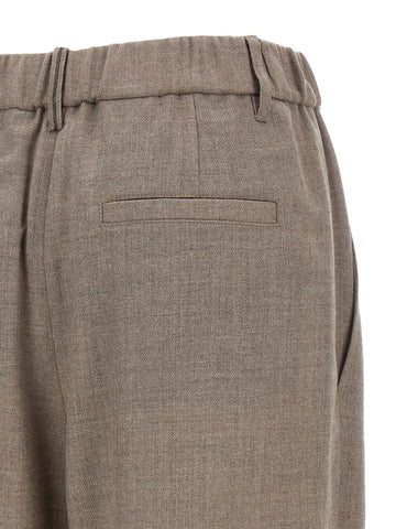 White Virgin Wool Casual Pants