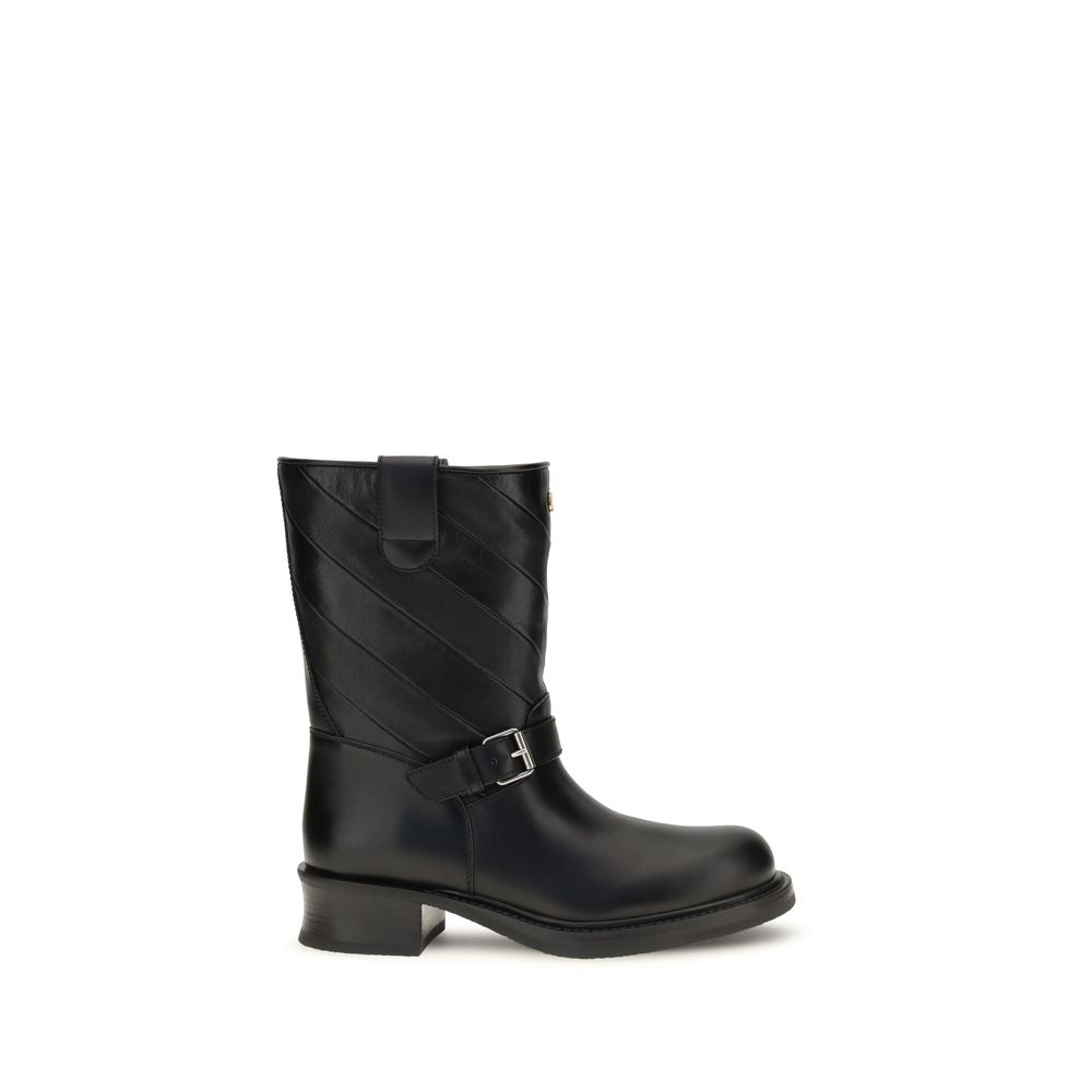Black Calf Leather Bos Taurus Ankle Boots