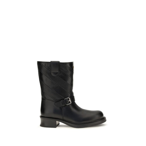 Black Calf Leather Bos Taurus Ankle Boots