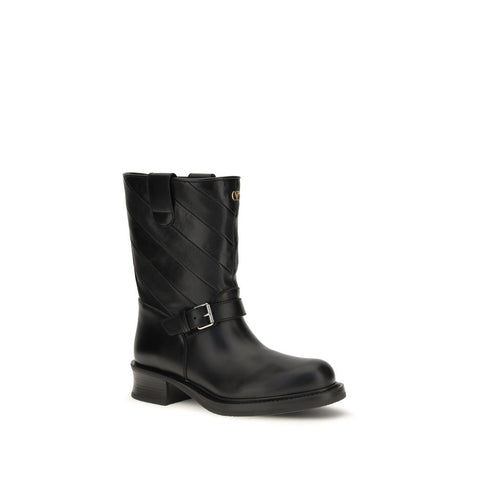 Black Calf Leather Bos Taurus Ankle Boots