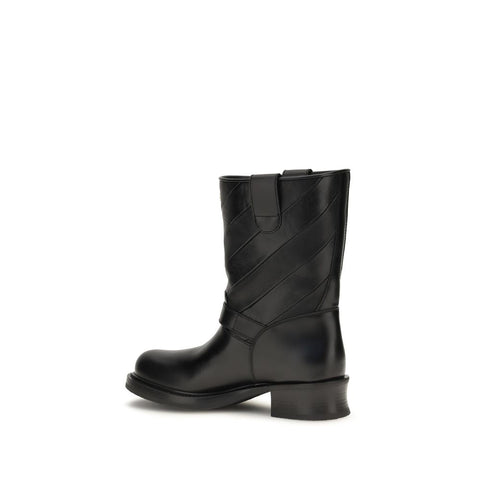 Black Calf Leather Bos Taurus Ankle Boots