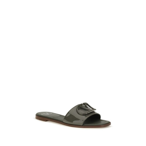 Bicolor Calf Leather Bos Taurus Flat Sandals